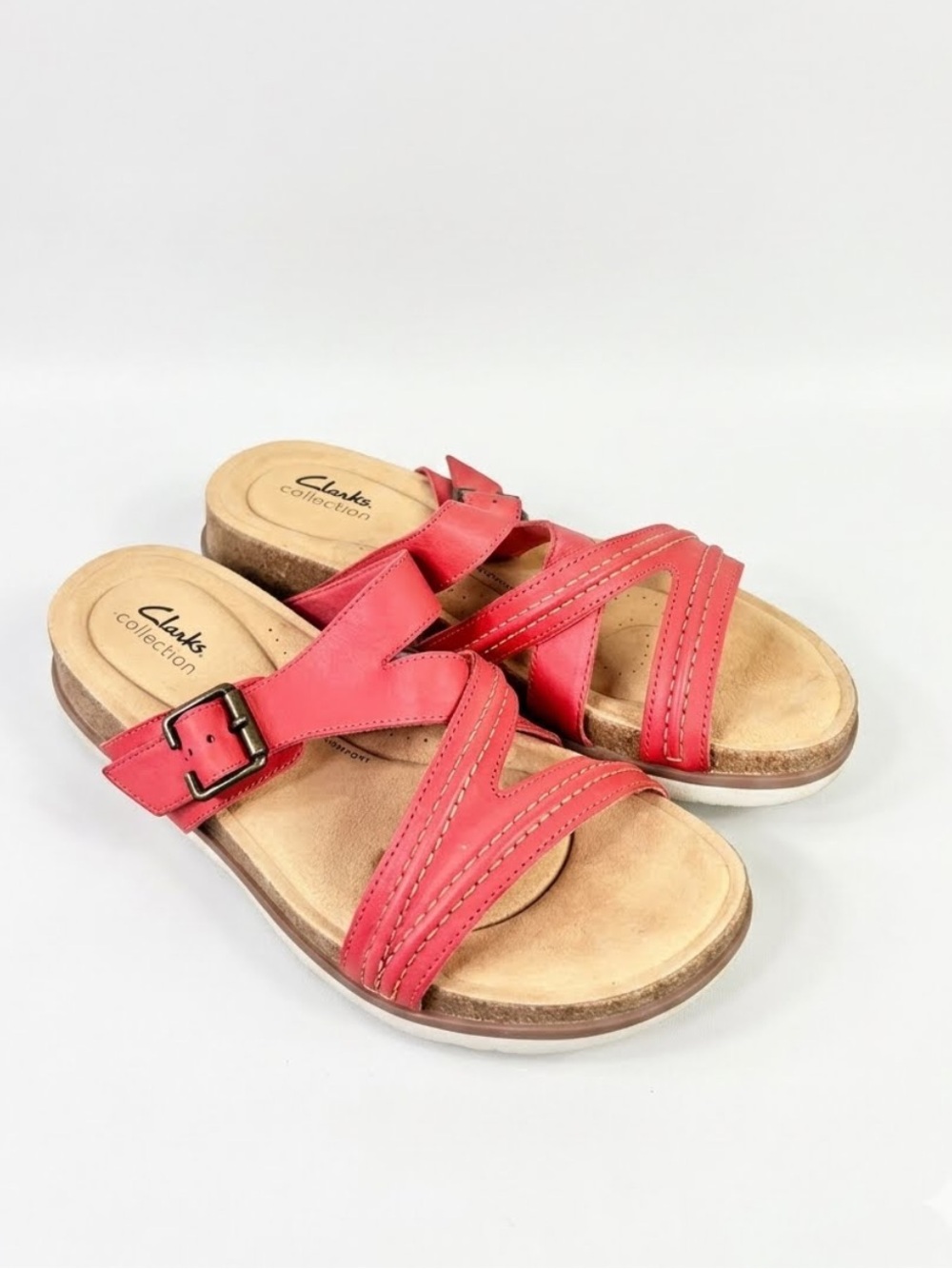 Clark’s Collection Brynn Hope Flat Sandals size 10 coral